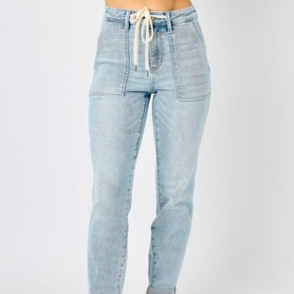 Judy Blue Light Wash High Waist Jogger Fit Jeans